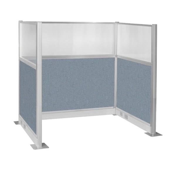 Pre-Configured Hush Panel Electric Cubicle (U Shape) 6' x 4' W/ Window Powder Blue Fabric